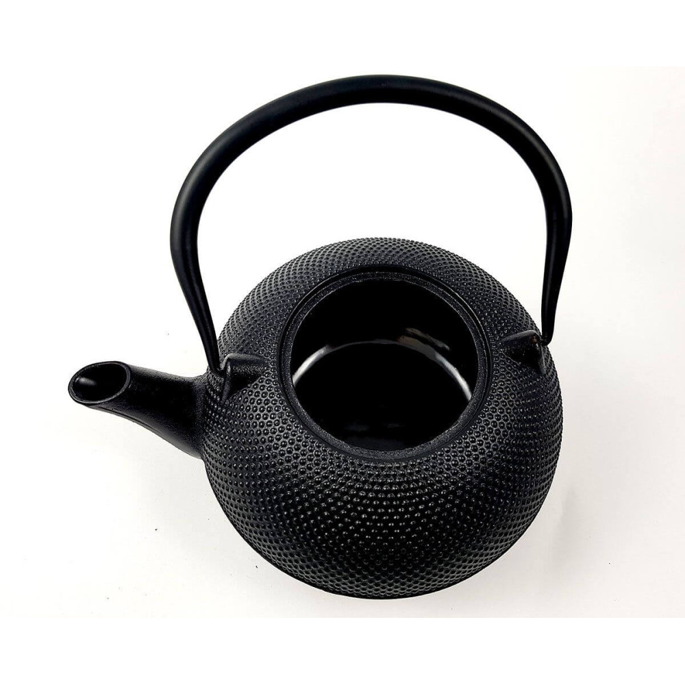 Théière En Fonte Noire Lacor 1L - Émaillée à L'intérieur Avec Filtre Inox - Compatible Induction