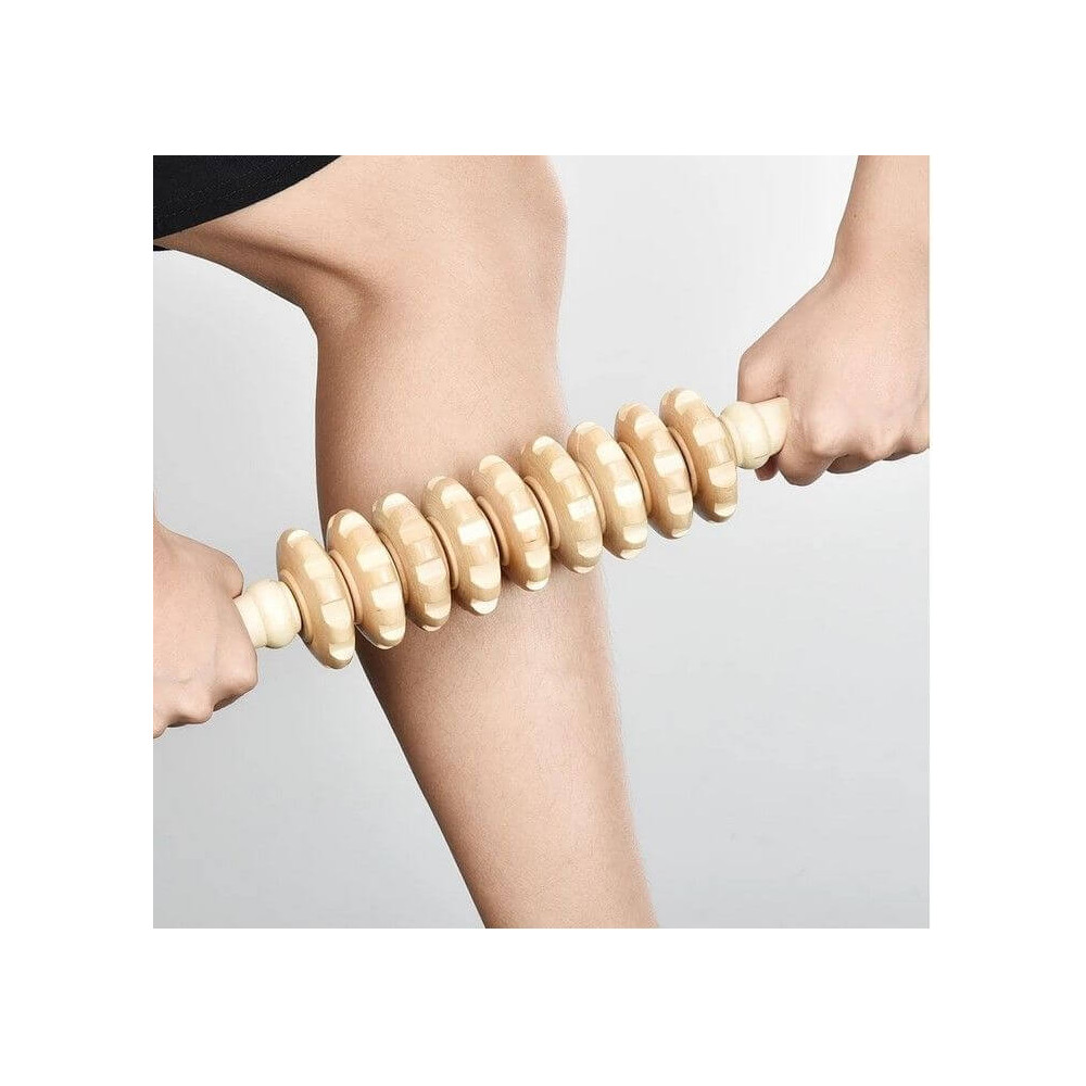 Rouleau De Massage 9 Roues + Bâton 4 Roues - Pour Jambes, Cuisses, Mollets - Matériau EVA/PP, Anti-cellulite, Récupération Musculaire - Vert
