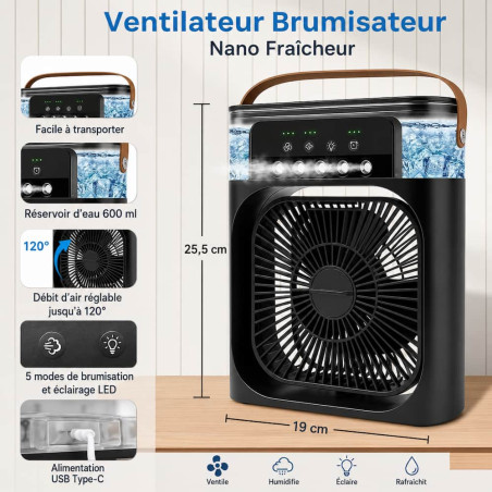 Rafraîchisseur d'air, humidificateur d'air, ventilateur USB
