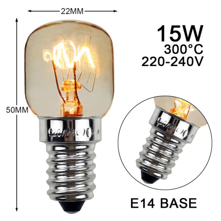 Ampoule 15W E14 pour lampe de sel, dimensions 22 x 50 mm