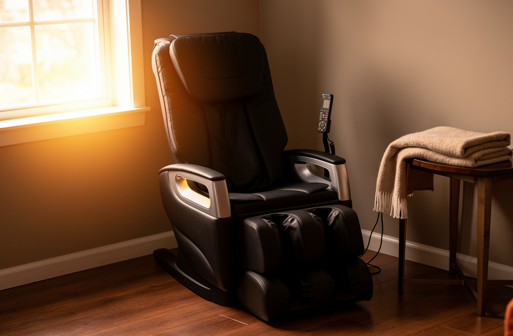 Fauteuil de massage shiatsu dans un coin détente à domicile